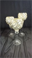 3 Glass  Candle Holders
