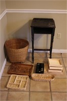 Rustic School Desk & Baskets/Trays