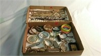 2 boxes miscellaneous jewelry, watches,