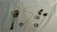 Spoon and jewelry all marked .925 or Sterling