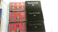 1980, 1981 and 1982 United States Mint proof sets