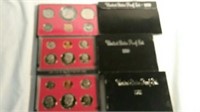 1979, 1980 and 1981 United States Mint proof sets