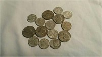 10 dimes dated various years 1942 to 1964 and