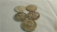 5 -1/2 dollars dated 1942, 1943, 1960, 1963 and