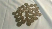 30 Buffalo nickels various dates 1928 to 1938