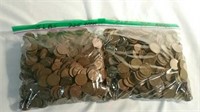 Two, 5 pound bags of wheat pennies approximately