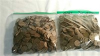 2 -5 pound bags wheat pennies approximately 725