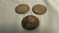 2 silver dollars dated 1878 and 1922 and World