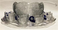 PUNCH BOWL ON PLATTER WITH 10 CUPS AND LADLE