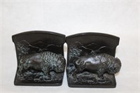 LV Aronson 1923 Bison Bookends by