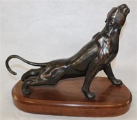 Vintage "Daybreak" Bronze Sculpture of Panther