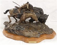 "Challenging the Herd King"  Large Bronze by