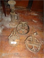 Wood and Iron Pulleys and House Jack