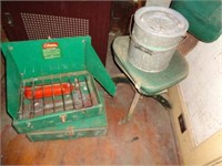 2 Coleman Cookstoves, Minnow Bucket & Chair