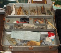 Vtg 1950's My Buddy Steel Tackle Box W Lures