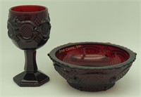 1875 Cape Cod  Avon Ruby 8 Goblets & 8 Bowls Lot