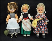 3 Vintage 10" Hong Kong Made Toy Dolls Complete