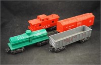 Vintage Marx 3 Train Cars & Caboose Lot