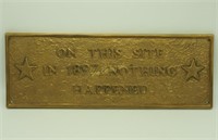 Vintage1897 Solid Brass Novelty Historical Plate