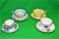 4 SETS ENGLISH CUPS & SAUCERS