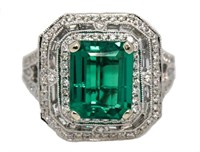 14kt Gold 3.35 ct Emerald & Diamond Ring