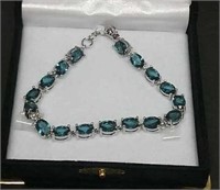 Blue Topaz Sterling Silver Bracelet (7.5")