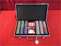 Poker Set: Chips Cards & Dice in Metal Storage