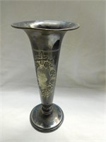 LARGE SILVERPLATED ETCHED VASE
