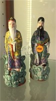 PAIR OF ASIAN FIGURINES W/MAKERS MARK