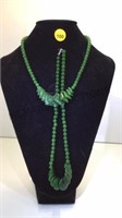 TAIWAN SPINACH GREE JADE NECKLACE 2 PC