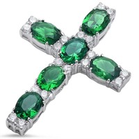Elegant 6.00 ct Emerald Cross Pendant