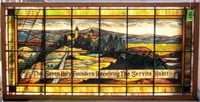 Vintage Large Stained Glass Panel Christian Saying