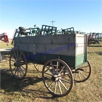 High wheel wood wagon, triple box