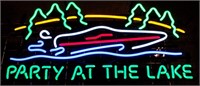 Neon Lighted Sign "Party At The Lake"