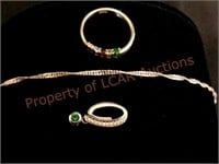 Sterling Silver Bracelet with 2 pendants
