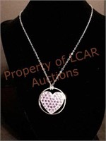 Heart Shaped Pendant with Rhodium Plated Chain