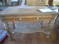 Antique oak library table w/ drawer