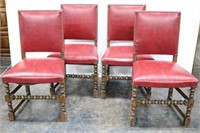 Set of 4 English Chairs- Wood Knob & Vinyl Covered