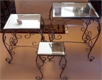 Set of Three Mirror top Accent Tables