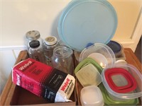 Assorted plastic ware and jars