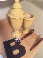 Assorted home decor, yellow pots and decorative B