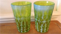 2 Green  colored water glasses
