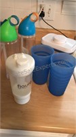 Water bottles, Plastic cups and plastic storage