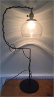 Edison bulb-style lantern table lamp, black metal