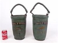 Pair 19th c. Leather Fire Buckets