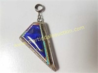 Sterling Silver Pendant - Dyed Lapiz Blue Stone
