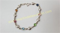 Sterling Silver & Multicolor CZs Bracelet
