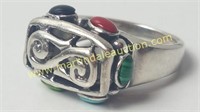 Sterling Silver Multi-colored Filigree Ring