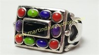 Onyx & Multi-colored Sterling Silver Ring
