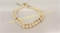 14k Gold Double Strand Pearl Bracelet